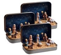 Tkidplw Handcrafted Pocket-size Christmas Nativity Scene Gift Tin, Mini Christmas Nativity Set in Tin Box, Nativity Figurines in aTin For Home Decoration And Holiday Display