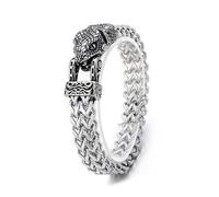 Tkidplw Men's Punk Styles Bangle Open Mouth Wolf/Snake/Hawks Gothic Mesh Chain Animal Wristband Handmade Jewelry Men's Steel