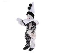 Tkidplw Nostalgic White Ceramic Clown Character Doll Detailed With Sparkling Costume Craft Figurine For Art Lover Porcelain Clown Collectible