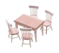 Tkidplw Safe Natural Wood Dollhouses Furniture Dining Table Chair Set For Children Pretend Play 1/12 Scene Decoration Wooden Accessories