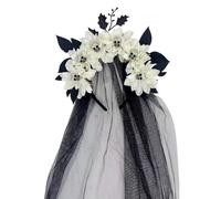 Tkidplw Veil Headband Witch Hat Hairpiece for Halloween | Mystical Black Lace Veil Hairpiece for Women Cosplay Gothic Costume Accessory Halloween Party Headwear