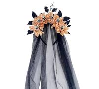 Tkidplw Veil Headband Witch Hat Hairpiece for Halloween | Mystical Black Lace Veil Hairpiece for Women Cosplay Gothic Costume Accessory Halloween Party Headwear