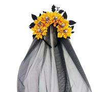 Tkidplw Veil Headband Witch Hat Hairpiece for Halloween | Mystical Black Lace Veil Hairpiece for Women Cosplay Gothic Costume Accessory Halloween Party Headwear