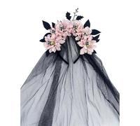 Tkidplw Veil Headband Witch Hat Hairpiece for Halloween | Mystical Black Lace Veil Hairpiece for Women Cosplay Gothic Costume Accessory Halloween Party Headwear