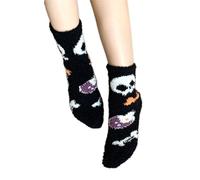 Tkidplw Women's Winter Coral Fleece Socks With Cartoon Halloween Pumpkin Ghostly Pattern Thick Thermal Warm Fuzzy Slipper Halloween Enthusiast
