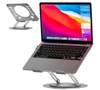 Tking 360° Rotating Laptop Stand Holder, Adjustable Height Foldable Carbon Steel Desk Mount Compatible with MacBook iPad Tablet Sketchboard for Office Home (Silver)