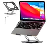 Tking 360° Rotating Laptop Stand Holder， Adjustable Height Foldable Carbon Steel Desk Mount Compatible with MacBook iPad Tablet Sketchboard for Office Home (Black)