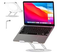Tking 360° Rotating Laptop Stand Holder， Adjustable Height Foldable Carbon Steel Desk Mount Compatible with MacBook iPad Tablet Sketchboard for Office Home (White)
