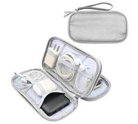 Tking Double Zipper Cable Bag, Small Electronic Accessories Organizer, Three-Layer Compact Travel Digital Storage Bag, for Portable Charger, Cables, Earphone, Cord, SD Card Storage case (Gray)