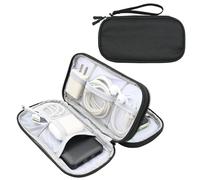 Tking Double Zipper Cable Bag, Small Electronic Accessories Organizer, Three-Layer Compact Travel Digital Storage Bag, for Portable Charger, Cables, Earphone, Cord, SD Card Storage Case