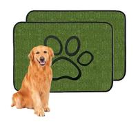 Tking Puppy Pads Washable,2 Pack Reusable Dog Training Pads, Waterproof Super Absorbent Mats Fast Drying, Green Lawn for Home, Indoor Outdoor Travelling Scenes use Dog Training Urine Pads(91x104cm)