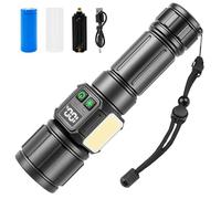 Tking Torches LED Super Bright Rechargeable Torch Camping Torches USB 2500mAh Tactical Flashlight 5 Light Modes Adjustable Zoomable Focus & AAA Battery Socket Adapter IPX for Outing Camping (Style 1)