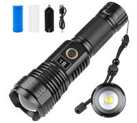 Tking Torches LED Super Bright Rechargeable Torch Camping Torches USB 2500mAh Tactical Flashlight 5 Light Modes Adjustable Zoomable Focus & AAA Battery Socket Adapter IPX for Outing Camping (Style 2)