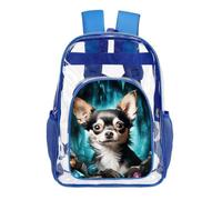 TKJMCSW 16" Clear Backpack Waterproof Stadium Bag for Security, Blue | Gem Cave Chihuahua, Transparent Backpack Stadium Events, Heavy Duty Bookbag, See Through Bag for Sports Festivals Travel