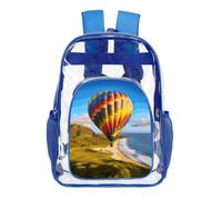 TKJMCSW 16" Clear Backpack Waterproof Stadium Bag for Security, Blue | Hawaii Hot Air Balloon, Transparent Backpack Stadium Events, Heavy Duty Bookbag, See Through Bag for Sports Festivals Travel