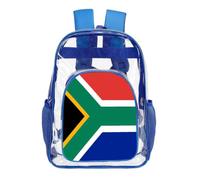 TKJMCSW 16" Clear Backpack Waterproof Stadium Bag for Security, Blue | South Africa Flag, Transparent Backpack Stadium Events, Heavy Duty Bookbag, See Through Bag for Sports Festivals Travel