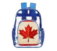 TKJMCSW 16" Clear Backpack Waterproof Stadium Bag for Security, Blue | Vintage Canada Flag, Transparent Backpack Stadium Events, Heavy Duty Bookbag, See Through Bag for Sports Festivals Travel