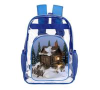 TKJMCSW 16" Clear Backpack Waterproof Stadium Bag for Security | Cottage Scenery, Transparent Backpack Stadium Events, Heavy Duty Bookbag, See Through Bag for Sports Festivals Travel