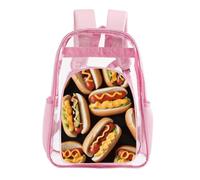 TKJMCSW 16" Clear Backpack Waterproof Stadium Bag for Security | Fun Food Hot Dogs, Transparent Backpack Stadium Events, Heavy Duty Bookbag, See Through Bag for Sports Festivals Travel