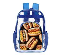 TKJMCSW 16" Clear Backpack Waterproof Stadium Bag for Security | Fun Food Hot Dogs, Transparent Backpack Stadium Events, Heavy Duty Bookbag, See Through Bag for Sports Festivals Travel