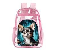 TKJMCSW 16" Clear Backpack Waterproof Stadium Bag for Security, Pink | Gem Cave Chihuahua, Transparent Backpack Stadium Events, Heavy Duty Bookbag, See Through Bag for Sports Festivals Travel