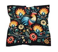 TKJMCSW 18" Silk Scarf Lightweight Satin Polish Folk Art Pattern Head Scarf Fashion Neck Head Scarves Headband Silk Scarves for Women Men Boho Hair Wrap Kerchief Hair Bandanas Square Neckerchief