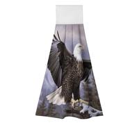 TKJMCSW 2 Pack Kitchen Towels with Hanging Loop Super Soft & Absorbent Bald Eagle Hand Tie Towels Decorative Cleaning Tea Washcloth Quick-Dry Dish Towel for Bathroom Laundry Gym 19.1x12.6