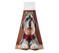 TKJMCSW 2 Pack Kitchen Towels with Hanging Loop Super Soft & Absorbent Cute Schnauzer Dog Hand Tie Towels Decorative Cleaning Tea Washcloth Quick-Dry Dish Towel for Bathroom Laundry Gym 19.1x12.6