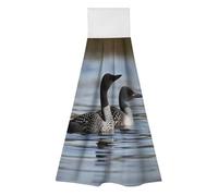 TKJMCSW 2 Pack Kitchen Towels with Hanging Loop Super Soft & Absorbent Loon Birds Hand Tie Towels Decorative Cleaning Tea Washcloth Quick-Dry Dish Towel for Bathroom Laundry Gym 19.1x12.6