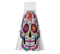 TKJMCSW 2 Pack Kitchen Towels with Hanging Loop Super Soft & Absorbent Sugar Skull Hand Tie Towels Decorative Cleaning Tea Washcloth Quick-Dry Dish Towel for Bathroom Laundry Gym 19.1x12.6