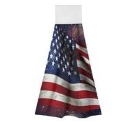 TKJMCSW 2 Pack Kitchen Towels with Hanging Loop Super Soft & Absorbent USA Flag Hand Tie Towels Decorative Cleaning Tea Washcloth Quick-Dry Dish Towel for Bathroom Laundry Gym 19.1x12.6