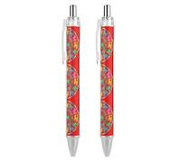 TKJMCSW 2 PCS Black Retractable Zodiac Papercut Art Ballpoint Pens 0.5mm Quick-Dry Liquid Ink Gel Pen with Pocket Clip Smudge-Free Smooth Writing Refillable Rollerball for Office Journaling Documents