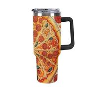 TKJMCSW 40oz Insulated Coffee Tumbler with Handle And Straw Double Wall Vacuum Stainless Steel Leak-Proof Lid A Full Pizza Travel Mug Keeps Drinks Hot/Cold for Hours Fits Car Cup Holder