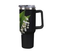 TKJMCSW 40oz Insulated Coffee Tumbler with Handle And Straw Double Wall Vacuum Stainless Steel Leak-Proof Lid Some Lilies of The Valley Travel Mug Keeps Drinks Hot/Cold for Hours Fits Car Cup Holder