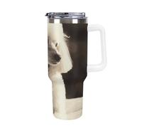 TKJMCSW 40oz Insulated Coffee Tumbler with Handle And Straw Double Wall Vacuum Stainless Steel Leak-Proof Lid French Poodle Travel Mug Keeps Drinks Hot/Cold for Hours Fits Car Cup Holder