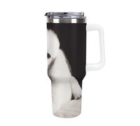 TKJMCSW 40oz Insulated Coffee Tumbler with Handle And Straw Double Wall Vacuum Stainless Steel Leak-Proof Lid French Poodle Travel Mug Keeps Drinks Hot/Cold for Hours Fits Car Cup Holder
