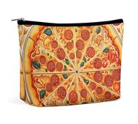 TKJMCSW A Full Pizza Cosmetic Bags for Women Men Waterproof Travel Toiletry Bag Large Capacity Makeup Bags PU Leather Cute Makeup Pouch Protable Travel Bag for Toiletries, white, One Size