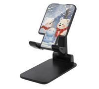 TKJMCSW Adjustable Cell Phone Stand for Desk Foldable Mobile Lovely Snow Bear Phone Holder Cradle Dock Fit 4.0-8.0 Inch Smartphones Portable Travel Essentials Office Desktop Accessories Decor