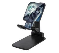 TKJMCSW Adjustable Cell Phone Stand for Desk Foldable Mobile Wolf Under Moon Phone Holder Cradle Dock Fit 4.0-8.0 Inch Smartphones Portable Travel Essentials Office Desktop Accessories Decor