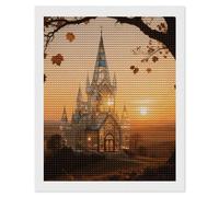 TKJMCSW Amber Castle Scenery 5D Diamond Painting Kits for Adults Beginner DIY Round Full Drill Diamond Dots Paintings Paint with Diamonds Crafts Kits Gem Art for Home Wall Decor Gift 16"x20"