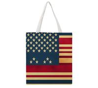 TKJMCSW American Flag Print Canvas Tote Bag for Women with Handles Reusable Grocery Cloth Bag Foldable Tote Purse Travel Casual Everyday Shoulder Bags Shopping Handbag for Teacher Nurse Gift