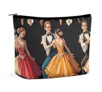 TKJMCSW Ballroom Dance Small Pattern Cosmetic Bags for Women Men Waterproof Travel Toiletry Bag Large Capacity Makeup Bags PU Leather Cute Makeup Pouch Protable Travel Bag for Toiletries, white, One