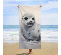 TKJMCSW Beach Towel 63"X31.5" Harp Seal Painting Pool Towels Oversized Quick Dry Microfiber Bath Towels Sand Free, Absorbent, Lightweight, Personalized Turkish Beach Towel for Adults Travel Gym