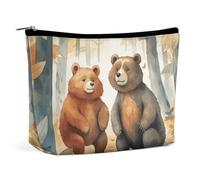 TKJMCSW Bear in Woods Cosmetic Bags for Women Men Waterproof Travel Toiletry Bag Large Capacity Makeup Bags PU Leather Cute Makeup Pouch Protable Travel Bag for Toiletries, white, One size