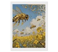 TKJMCSW Bee Rapeseed Field 5D Diamond Painting Kits for Adults Beginner DIY Round Full Drill Diamond Dots Paintings Paint with Diamonds Crafts Kits Gem Art for Home Wall Decor Gift 12"x16"