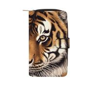 TKJMCSW Bengal Tiger Leather Wallets for Women with 12 Card Slots Zip Credit Card Holder Long Clutch with Coin Purse Id Window Travel Cash Wallet