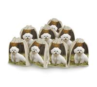 TKJMCSW Bichon Frise Dog Drawstring Gift Bags 8PCS Muslin Bags Drawstring Bags Small Drawstring Bags Gift Bags with Drawstring Gift Wrap Bags Drawstring Drawstring Pouch