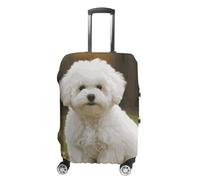 TKJMCSW Bichon Frise Dog Luggage Cover Tsa Approved Suitcase Covers for Luggage Elastic Washable Suit Case Covers Anti-Scratch Travel Luggages Sleeve Suitcase Protector Fits 19-30 Inch Case(), White