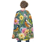 TKJMCSW Birds And Flowers Renaissance Cape Reversible Halloween Cloak for Cosplay Party Medieval Costume Masquerade Outfit