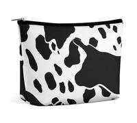 TKJMCSW Black And White Cow Print Cosmetic Bags for Women Men Waterproof Travel Toiletry Bag Large Capacity Makeup Bags PU Leather Cute Makeup Pouch Protable Travel Bag for Toiletries, white, One Size